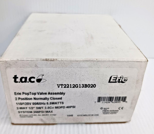 New Erie VY2212G13B020 Pop Top Valve Assembly 2-Way NC 1/2" Swt 120 Vac