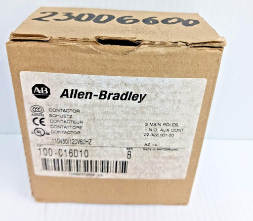 New Allen Bradley 100-C16D10 Contactor 16A 120 Vac Coil