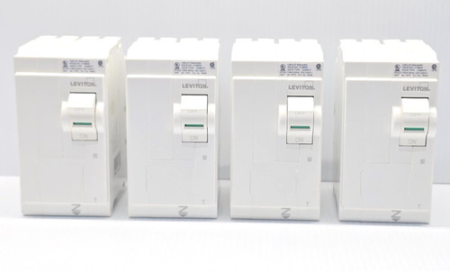 (4) Leviton 50 Amp Plug-In Circuit Breakers 120/240 VAC 2 Pole 10 kA LB250-T