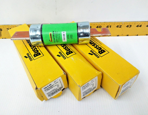 3) New Cooper Bussmann Fusetron 200 Amp Class RK5 Fuses  FRN-R-200  (Lot Of 3)