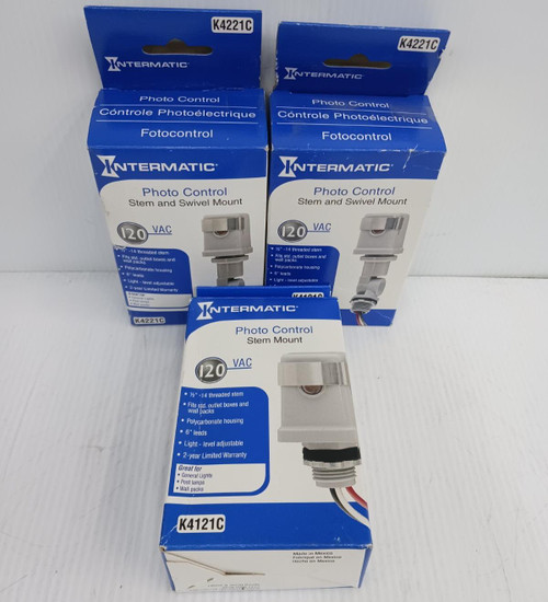 Lot of 3 Intermatic K4221C Stem Mount Photo Outdoor Light Control 120 Vac