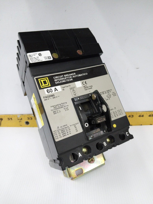 Square D 60 Amp I-Line Circuit Breaker 240 VAC / 250 VDC 3 Pole  FA32060