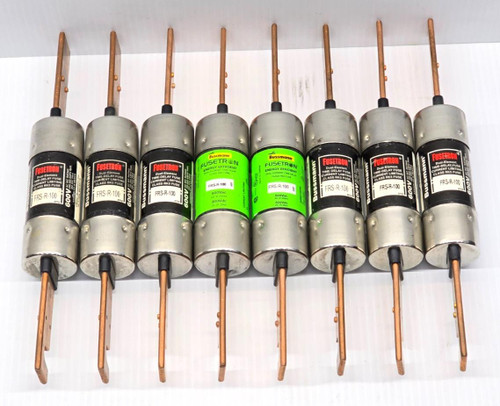 Lot of 8 Bussmann Fusetron 100 Amp Dual-Element Time-Delay Fuses 600V FRS-R-100