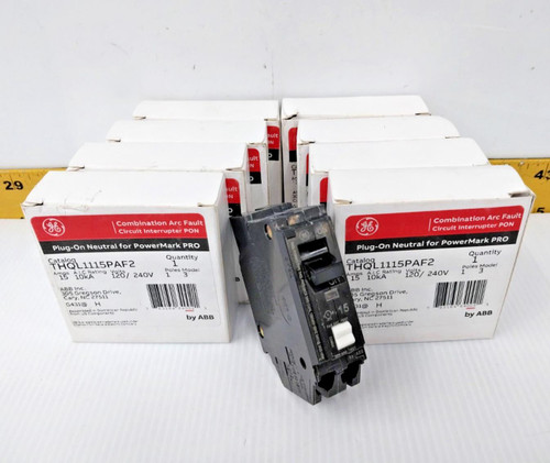 8) New GE 15 Amp AFCI Circuit Breakers 120/240 VAC 1 Pole THQL1115PAF2  LOT OF 8