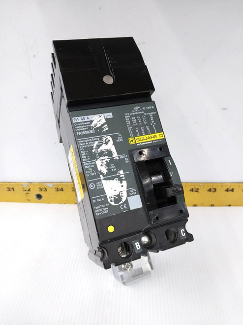 Square D 80 Amp I-Line Circuit Breaker 600 VAC / 250 VDC 2 Pole  FA26080BC