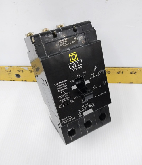 Square D 25 Amp Bolt-On Circuit Breaker 480Y/277 VAC 3 Pole  EDB34025