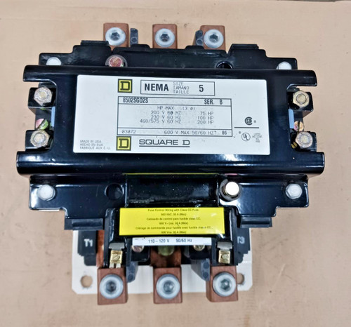 Square D 8502SGO2S Size 5 Motor Starter / Contactor Coil 110-120 V 200 HP