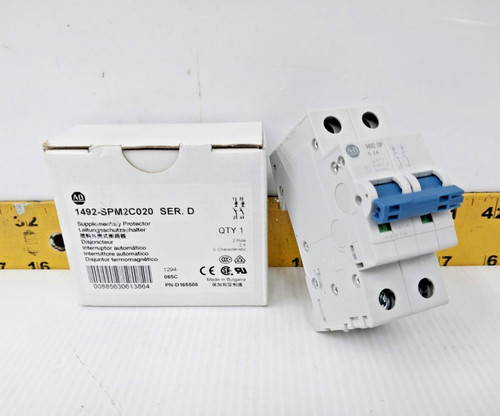 New Allen-Bradley 2 Amp Supplementary Protector 2 Pole  1492-SPM2C020  SER. D
