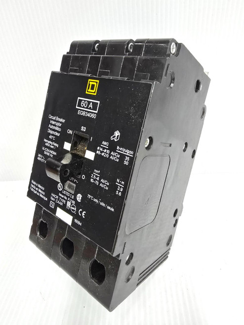 New Square D 60 Amp Bolt-On Circuit Breaker 480Y/277 VAC 3 Pole 65 kA EGB34060
