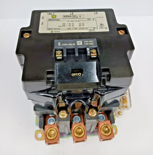 Square D Size 4 Contactor 8502SF02S Coil 120 Vac Contacts 99% good condition