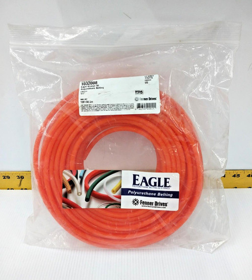 New Fenner Drives Eagle Orange 100 Foot Polyurethane Belting 1/4" Round  1032008