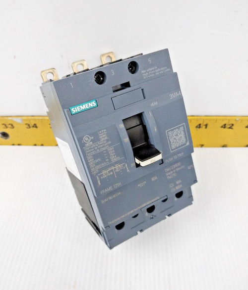 New Siemens 80 Amp Bolt-On Circuit Breaker 600 VAC 3 Pole  3VA4180-6ED34-0AA0