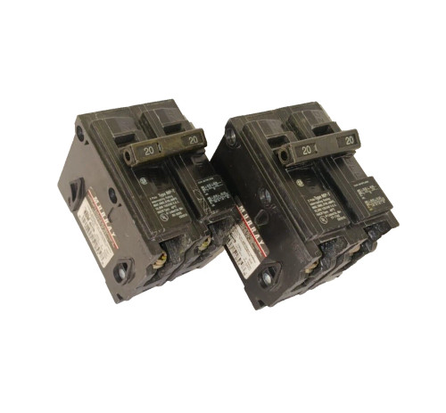 2) MURRAY 20 AMP CIRCUIT BREAKERS 2 POLE 120/240 VAC MP220 LOT OF 2