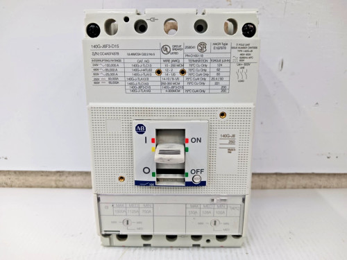 ALLEN BRADLEY 150 AMP CIRCUIT BREAKER 3 POLE 600 VAC / VDC 65kA 140G-J6F3-D15