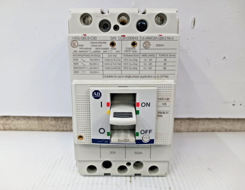 ALLEN BRADLEY 30 AMP CIRCUIT BREAKER 3 POLE 600Y/347 VAC 65kA 140G-G6C3-C30