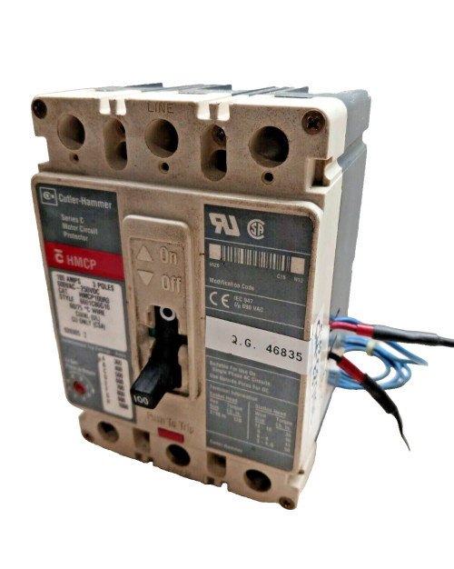 CUTLER HAMMER 100 AMP MOTOR CIRCUIT PROTECTOR WITH AUXILIARY 600 VAC HMCP100R3