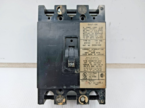 Cutler Hammer 150 Amp Circuit Breaker 3 Pole 240 VAC 10kA CC3150 *Flaw*