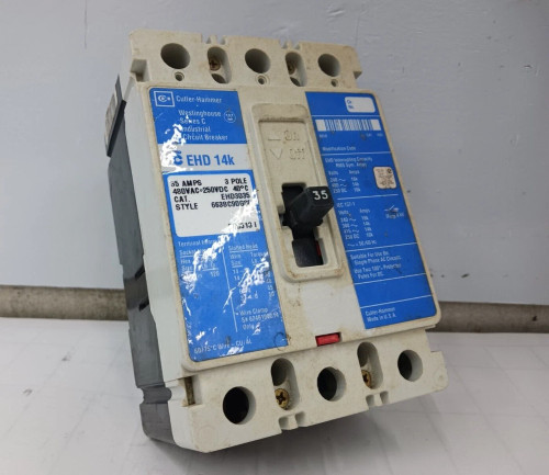 Cutler Hammer 35 Amp Circuit Breaker 3 Pole 480 VAC / 250 VDC 14kA EHD3035