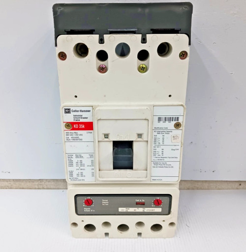 Cutler Hammer 400 Amp Circuit Breaker 2 Pole 600 VAC KD2400F W/ 400 Amp Trip