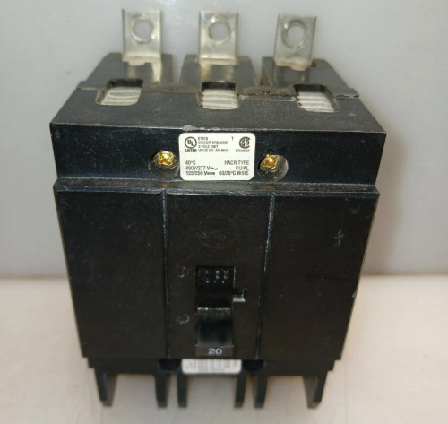 Eaton 20 Amp Bolt-On Circuit Breaker 3 Pole 480Y/277 VAC 65kA GHB3020