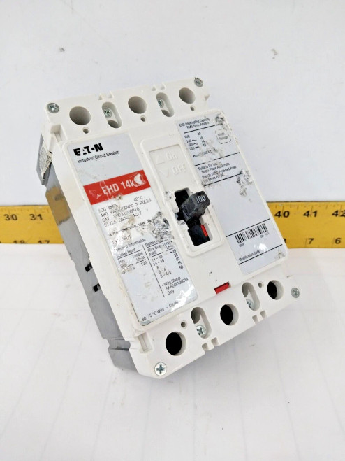 EATON 100 AMP CIRCUIT BREAKER 480 VAC / 250 VDC 3 POLE EHD3100BP10