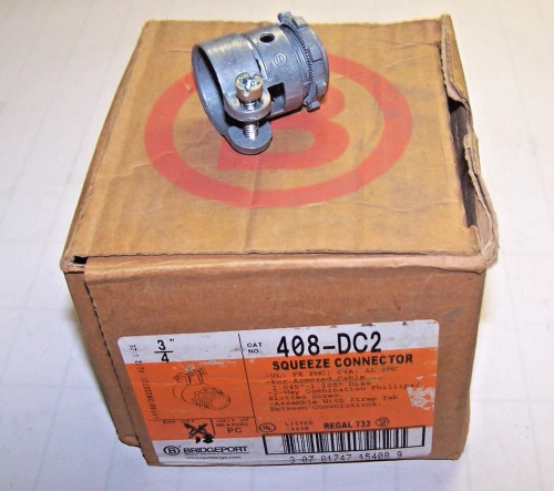 18) NEW BRIDGEPORT 3/4" SQUEEZE CONNECTOR 408-DC2 LOT OF 18