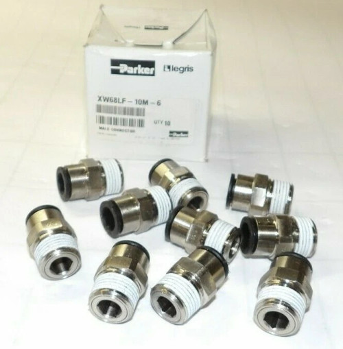 10) NEW PARKER LEGRIS 3/8" NPT- 10MM TUBE PUSH TO CONNECT W68LF-10M-6 BOX OF 10