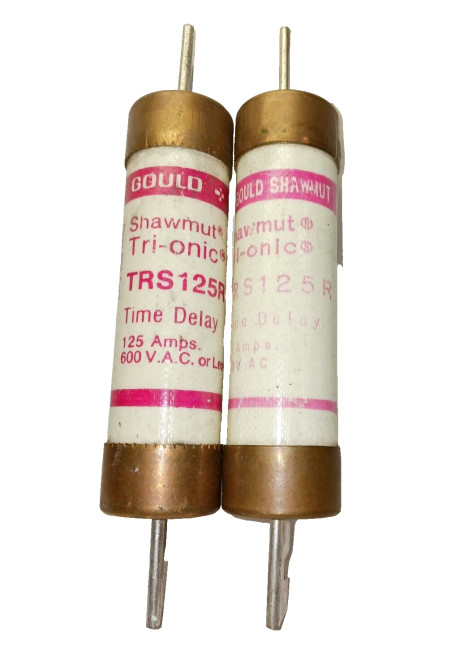 2) GOULD 125 AMP TIME-DELAY FUSE 600 VAC TRS-125-R LOT OF 2