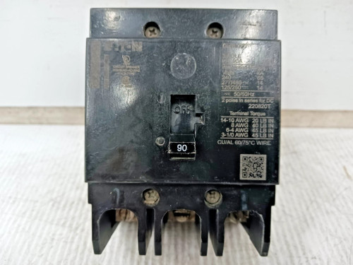 Eaton 90 Amp Bolt-On Circuit Breaker 3 Pole 277/480 VAC 14kA GHB3090