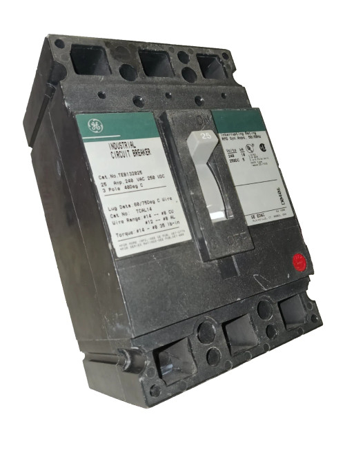 GE 25 Amp Circuit Breaker 3 Pole 240 VAC / 250 VDC TEB132025