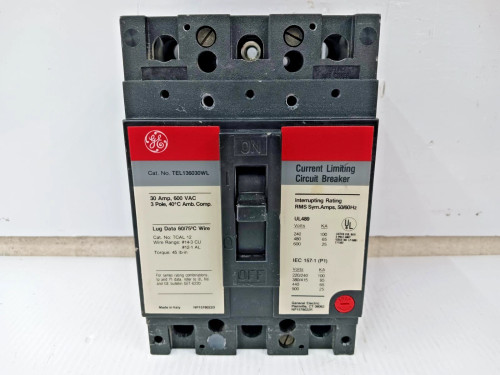 GE 30 Amp Current Limiting Circuit Breaker 3 Pole 600 VAC 65kA TEL136030WL