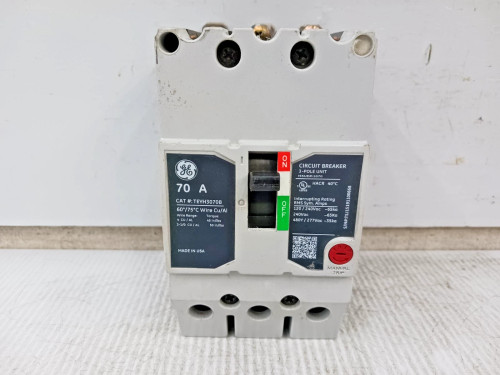 GE 70 Amp Bolt-On Circuit Breaker 3 Pole 480Y/277 VAC 65kA TEYH3070B