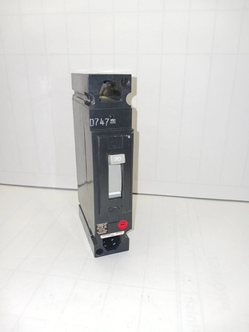 GENERAL ELECTRIC 20 AMP CIRCUIT BREAKER 1 POLE 277 VAC 125 VDC THED1130120