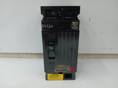 GE General Electric 70 Amp Circuit Breaker 2 Pole 240 VAC / 250 VDC TEB122070