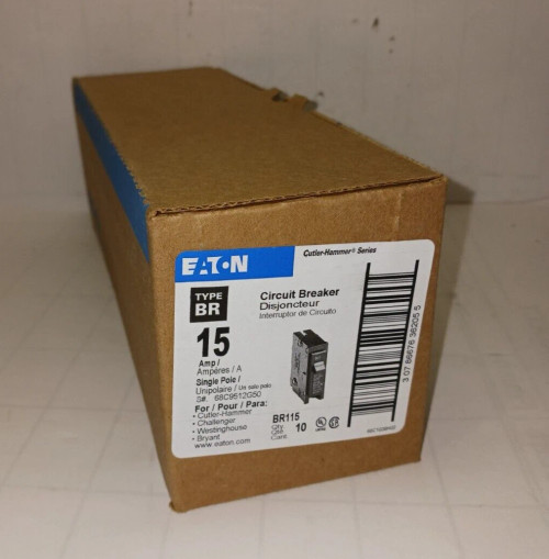 LOT OF 10 NEW EATON BR115 15 AMP CIRCUIT BREAKER SINGLE POLE 120/240 VAC