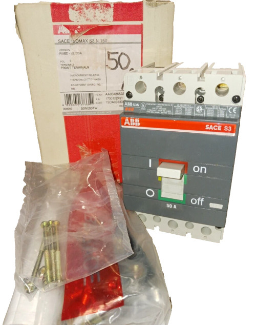 NEW ABB 50 AMP CIRCUIT BREAKER 3P 480 VAC SACE S3N050TW