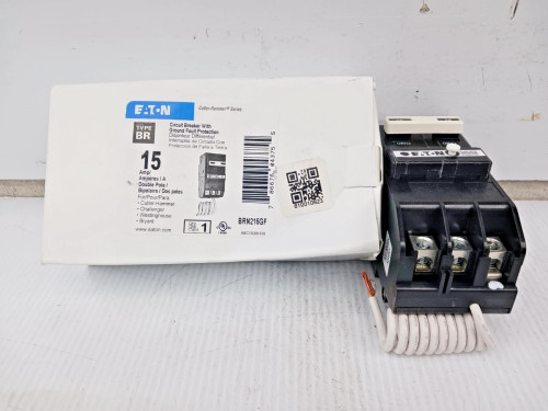 New Eaton 15 Amp Plug-In GFCI Circuit Breaker 2 Pole 120/240 VAC 10kA BRN215GF