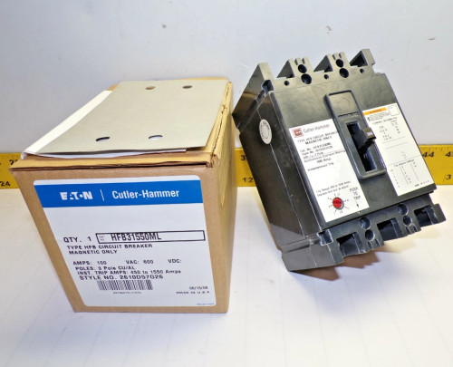 NEW EATON / CUTLER HAMMER 100 AMP CIRCUIT BREAKER 600 VAC 3 POLE HFB31550ML