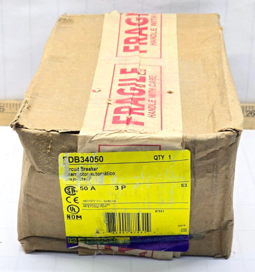 NEW SEALED SQUARE D BOLT-ON CIRCUIT BREAKER 50 AMP 480Y/277 VAC 3 POLE EDB34050