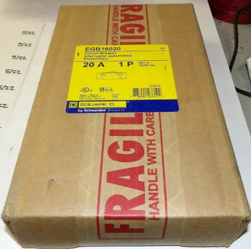 NEW SQUARE D 20 AMP BOLT ON CIRUIT BREAKER SINGLE POLE 277 VAC EGB16020