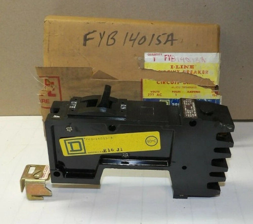 NEW SQUARE D 15 AMP I-LINE CIRCUIT BREAKER 277 VAC SINGLE POLE FYB14015A