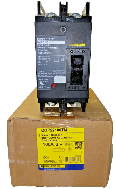 NEW SQUARE D POWERPACT 100 AMP CIRCUIT BREAKER 2 POLE 240 VAC QGP22100TM