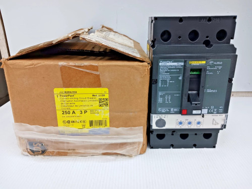 New Square D PowerPact 250 Amp Circuit Breaker 3 Pole 600 VAC 65kA JJL36250U33X
