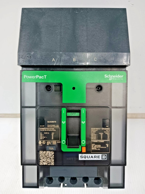 New Square D PowerPacT 70 Amp I-Line Circuit Breaker 3 Pole 600Y/347V BJA36070
