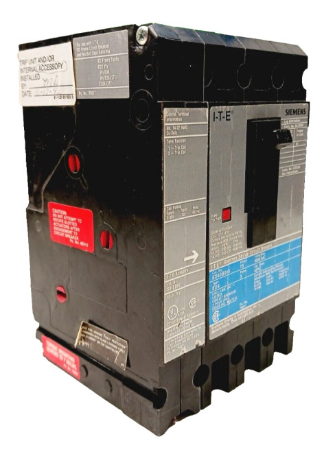 SIEMENS 15 AMP CIRCUIT BREAKER W/ S01ED60 SHUNT TRIP 3 POLE 480 VAC ED43B015