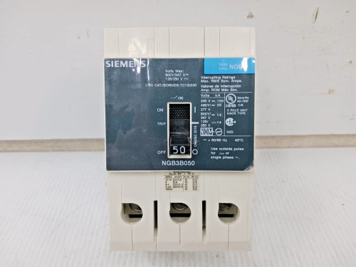 Siemens 50 Amp Bolt-On Circuit Breaker 3 Pole 600Y/347 VAC 25kA NGB3B050