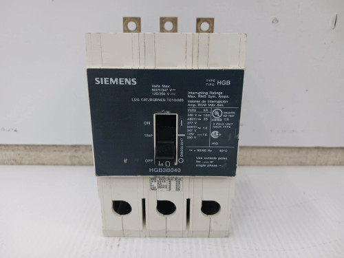 Siemens 40 Amp Bolt-On Circuit Breaker 3 Pole 600Y/347 VAC 35kA HGB3B040