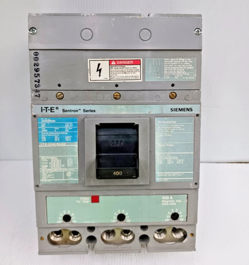 Siemens 400 Amp Circuit Breaker Sentron JXD63B400 3 Pole 600 Vac