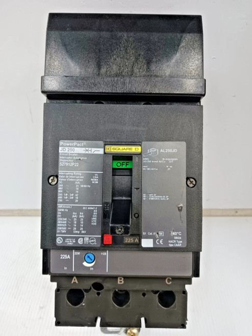 NTO Square D PowerPact 225 Amp I-Line Circuit Breaker 3 Pole 600 VAC 527912P22