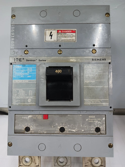 SIEMENS ITE 400 AMP CIRCUIT BREAKER 3 POLE 240 VAC JXD23B400 #1